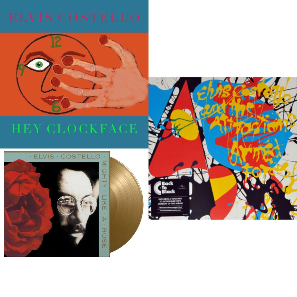 Elvis Costello - Armed Forces (Includes Live At Hollywood High Ep) (180G) & Mighty Like A Rose (Limited/Gold LP Vinyl/180G/Insert/Numbered) & Hey Clockface (2LP)