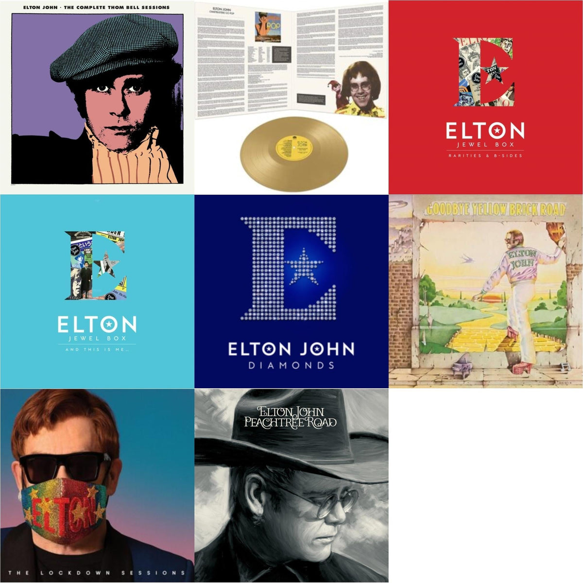 Elton John - Complete Thom Bell Sessions (Ep) (180G/Purple LP Vinyl) & Lockdown Sessions (Blue Vinyl/2LP) (X) & Peachtree Road (2LP) & Jewel Box (3LP - Rarities & B-Sides) & Jewel Box (2LP - And This Is Me) & Goodbye Yellow Brick Road & Diamonds