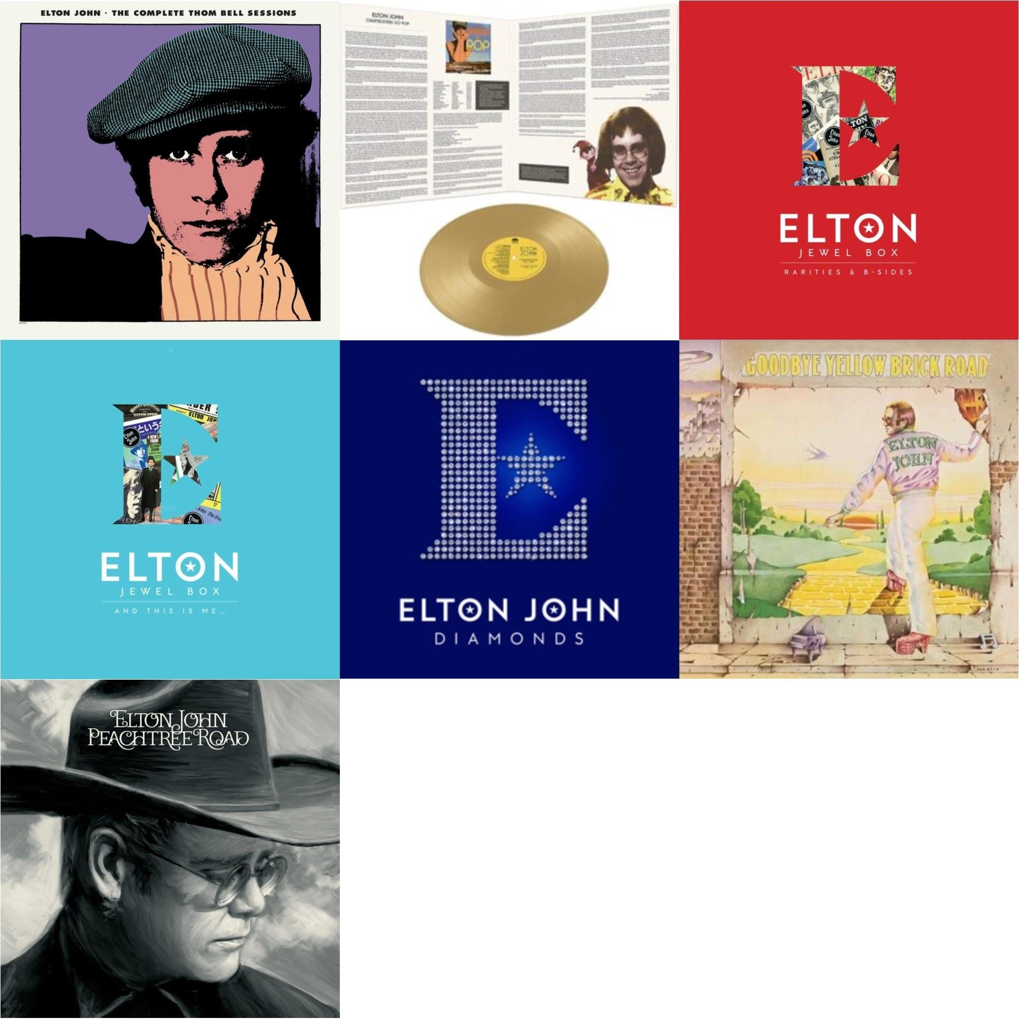 Elton John - Complete Thom Bell Sessions (Ep) (180G/Purple LP Vinyl) & Peachtree Road (2LP) & Jewel Box (3LP - Rarities & B-Sides) & Jewel Box (2LP - And This Is Me) & Goodbye Yellow Brick Road & Diamonds (2LP) & Chartbusters Go Pop - Legendary