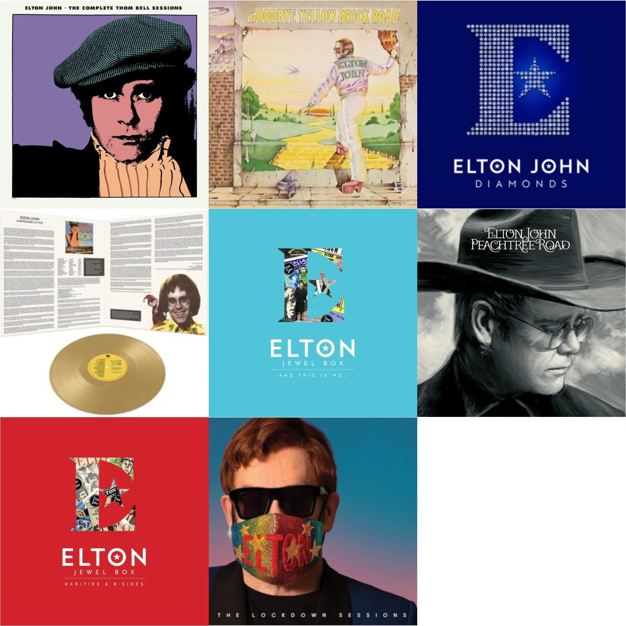 Elton John - Complete Thom Bell Sessions (Ep) (180G/Purple LP Vinyl) & Lockdown Sessions (Blue Vinyl/2LP) (X) & Peachtree Road (2LP) & Jewel Box (3LP - Rarities & B-Sides) & Jewel Box (2LP - And This Is Me) & Goodbye Yellow Brick Road & Diamonds