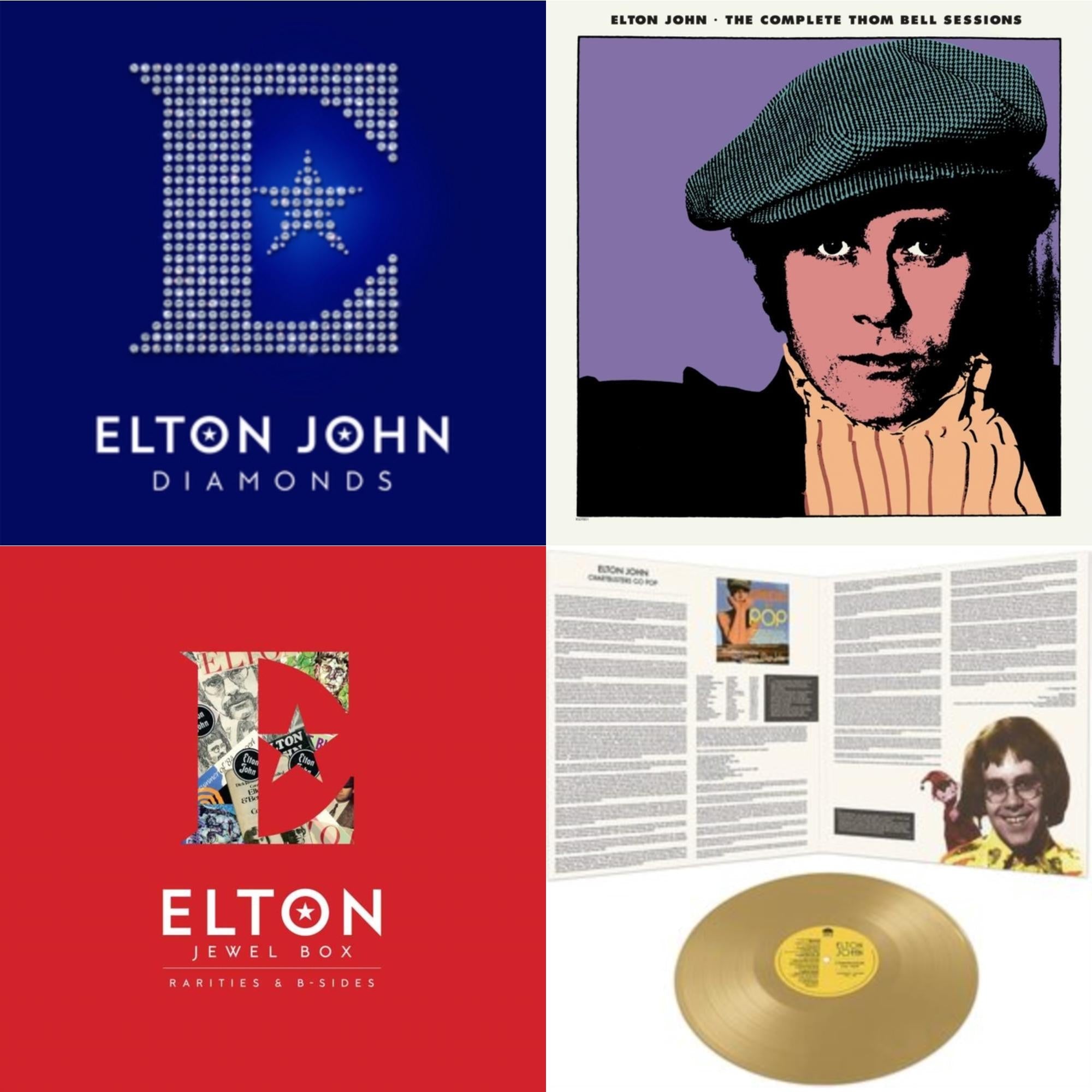 Elton John - Complete Thom Bell Sessions (Ep) (180G/Purple LP Vinyl) & Jewel Box (3LP - Rarities & B-Sides) & Diamonds (2LP) & Chartbusters Go Pop - Legendary Covers '69 / '70 (Gold LP Vinyl)