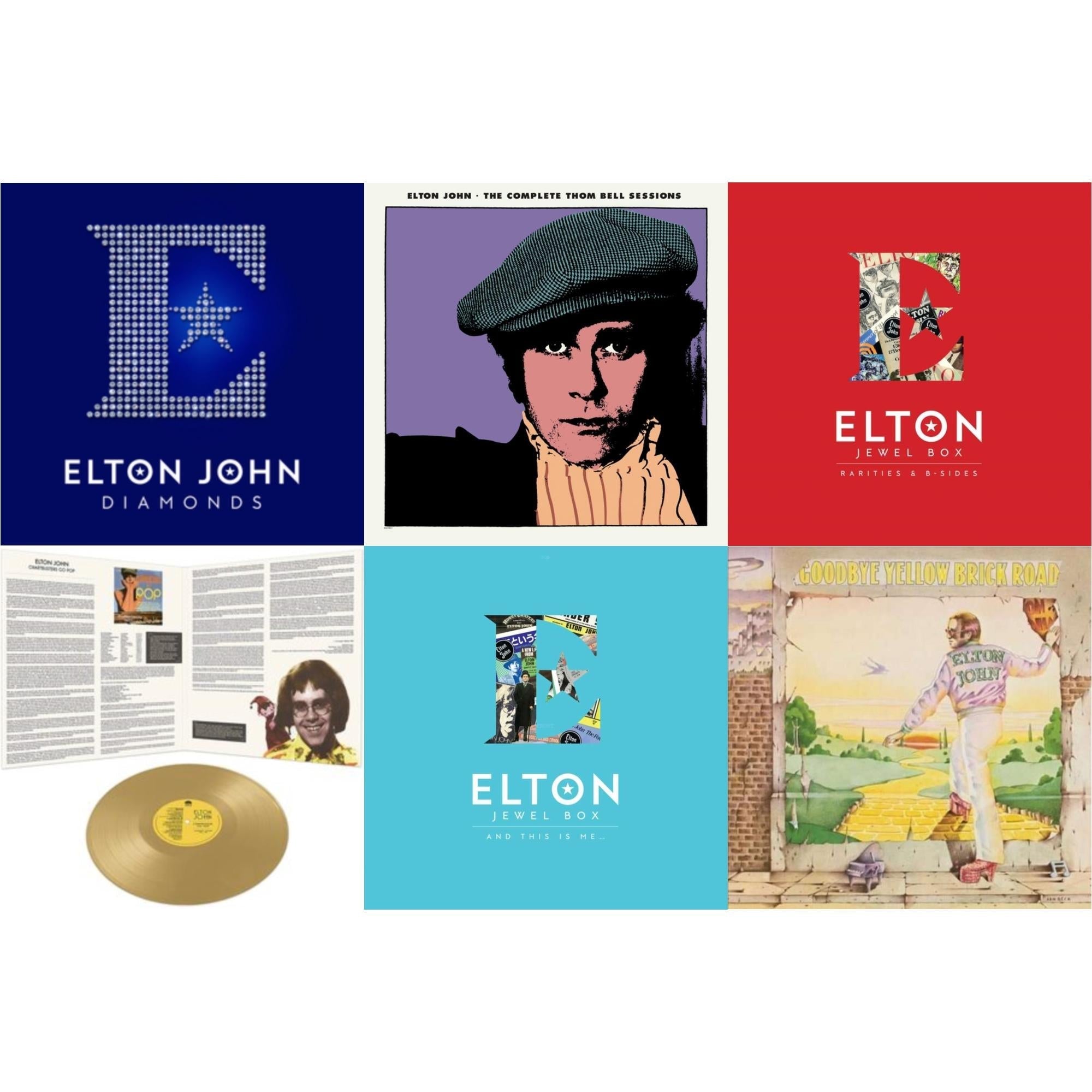Elton John - Complete Thom Bell Sessions (Ep) (180G/Purple LP Vinyl) & Jewel Box (3LP - Rarities & B-Sides) & Jewel Box (2LP - And This Is Me) & Goodbye Yellow Brick Road & Diamonds (2LP) & Chartbusters Go Pop - Legendary Covers '69 / '70 (Gold LP