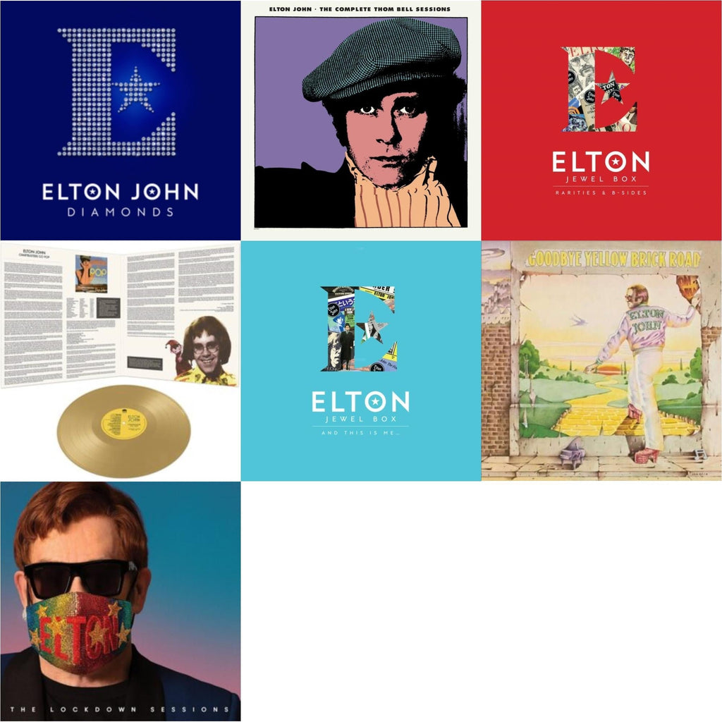 Elton John - Complete Thom Bell Sessions (Ep) (180G/Purple LP Vinyl) & Lockdown Sessions (Blue Vinyl/2LP) (X) & Jewel Box (3LP - Rarities & B-Sides) & Jewel Box (2LP - And This Is Me) & Goodbye Yellow Brick Road & Diamonds (2LP) & Chartbusters Go Pop