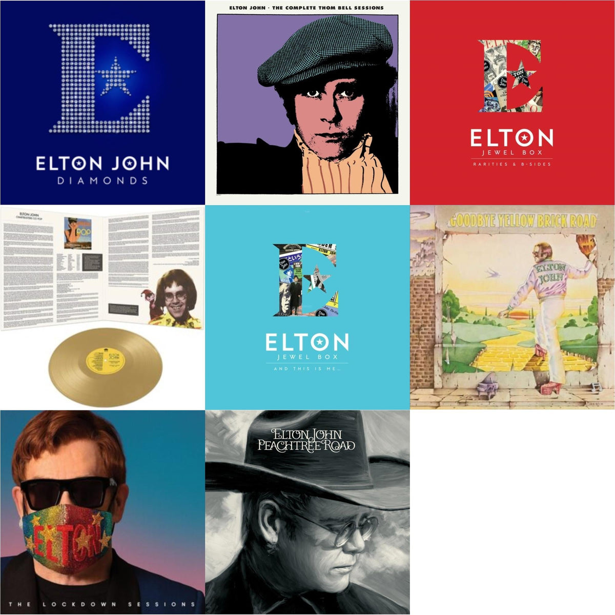 Elton John - Complete Thom Bell Sessions (Ep) (180G/Purple LP Vinyl) & Lockdown Sessions (Blue Vinyl/2LP) (X) & Peachtree Road (2LP) & Jewel Box (3LP - Rarities & B-Sides) & Jewel Box (2LP - And This Is Me) & Goodbye Yellow Brick Road & Diamonds