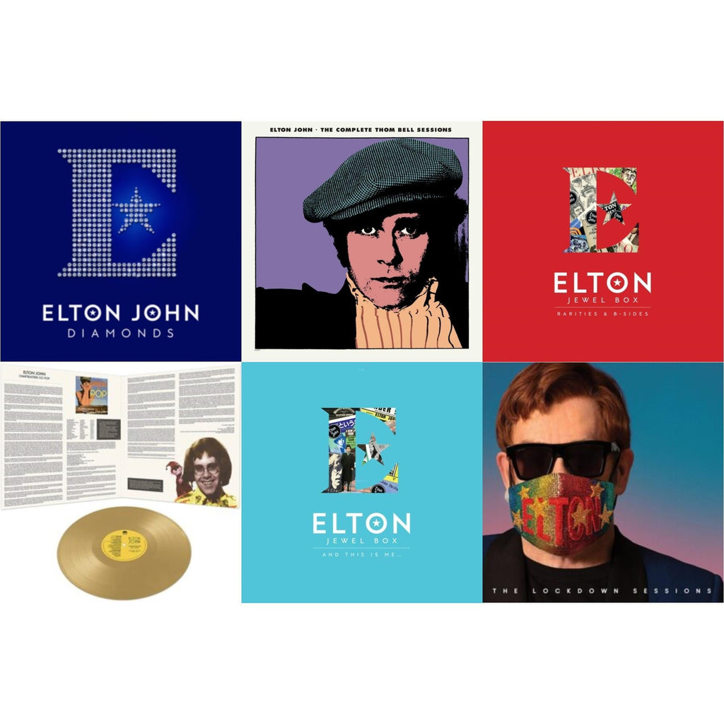 Elton John - Complete Thom Bell Sessions (Ep) (180G/Purple LP Vinyl) & Lockdown Sessions (Blue Vinyl/2LP) (X) & Jewel Box (3LP - Rarities & B-Sides) & Jewel Box (2LP - And This Is Me) & Diamonds (2LP) & Chartbusters Go Pop - Legendary Covers '69 /