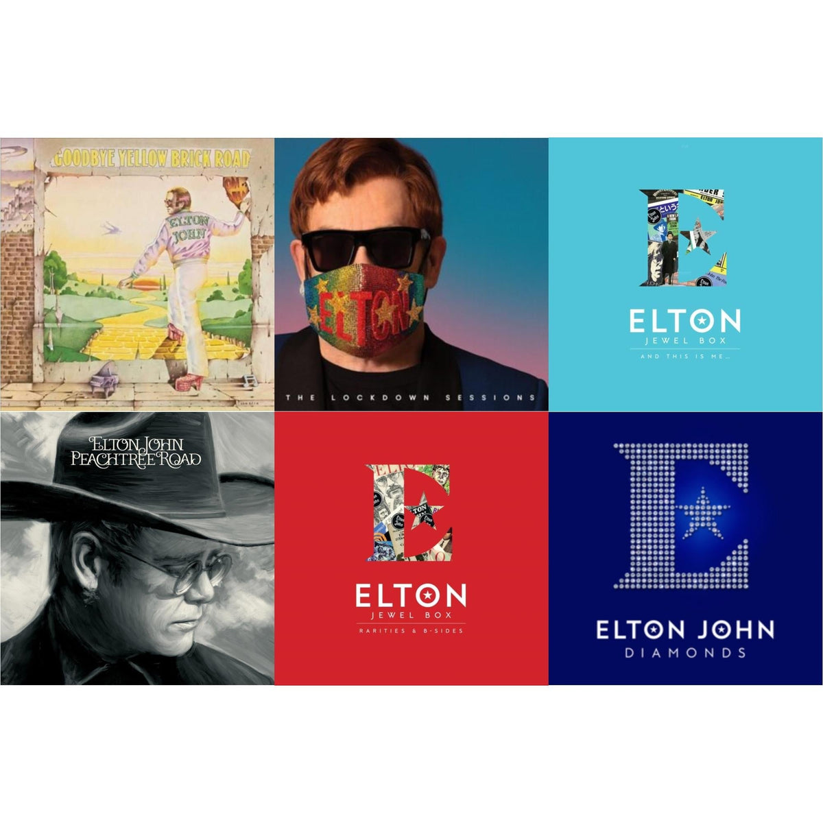 Lockdown Sessions (Blue Vinyl/2LP) (X) & Peachtree Road (2LP) & Jewel Box (3LP - Rarities & B-Sides) & Jewel Box (2LP - And This Is Me) & Goodbye Yellow Brick Road & Diamonds (2LP)