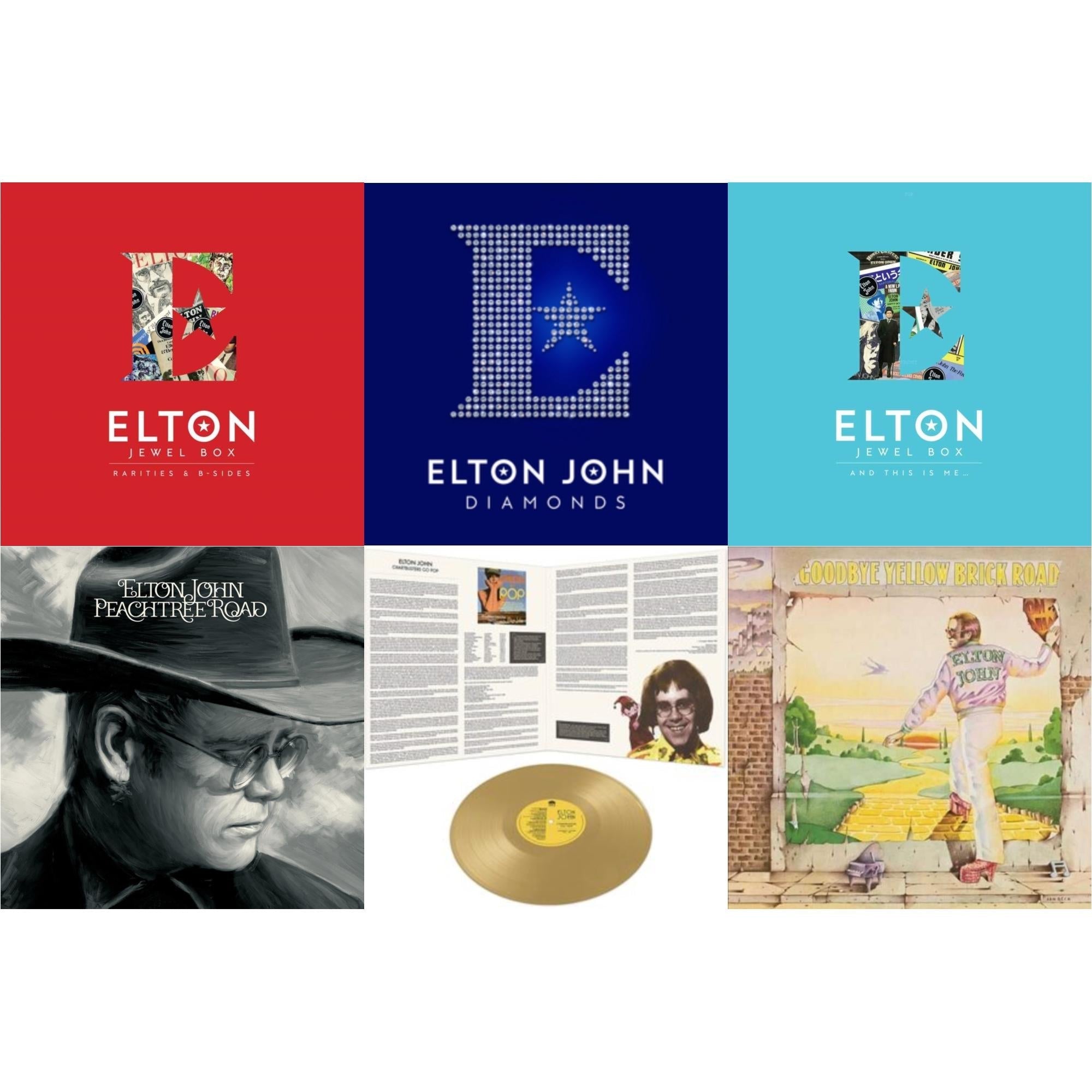 Peachtree Road (2LP) & Jewel Box (3LP - Rarities & B-Sides) & Jewel Box (2LP - And This Is Me) & Goodbye Yellow Brick Road & Diamonds (2LP) & Chartbusters Go Pop - Legendary Covers '69 / '70 (Gold LP Vinyl)