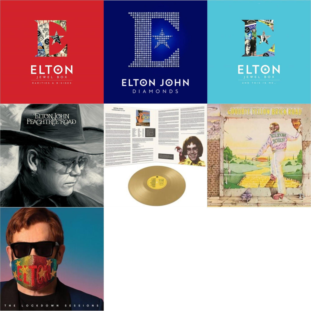 Elton John - Lockdown Sessions (Blue Vinyl/2LP) (X) & Peachtree Road (2LP) & Jewel Box (3LP - Rarities & B-Sides) & Jewel Box (2LP - And This Is Me) & Goodbye Yellow Brick Road & Diamonds (2LP) & Chartbusters Go Pop - Legendary Covers '69 / '70 (Gold