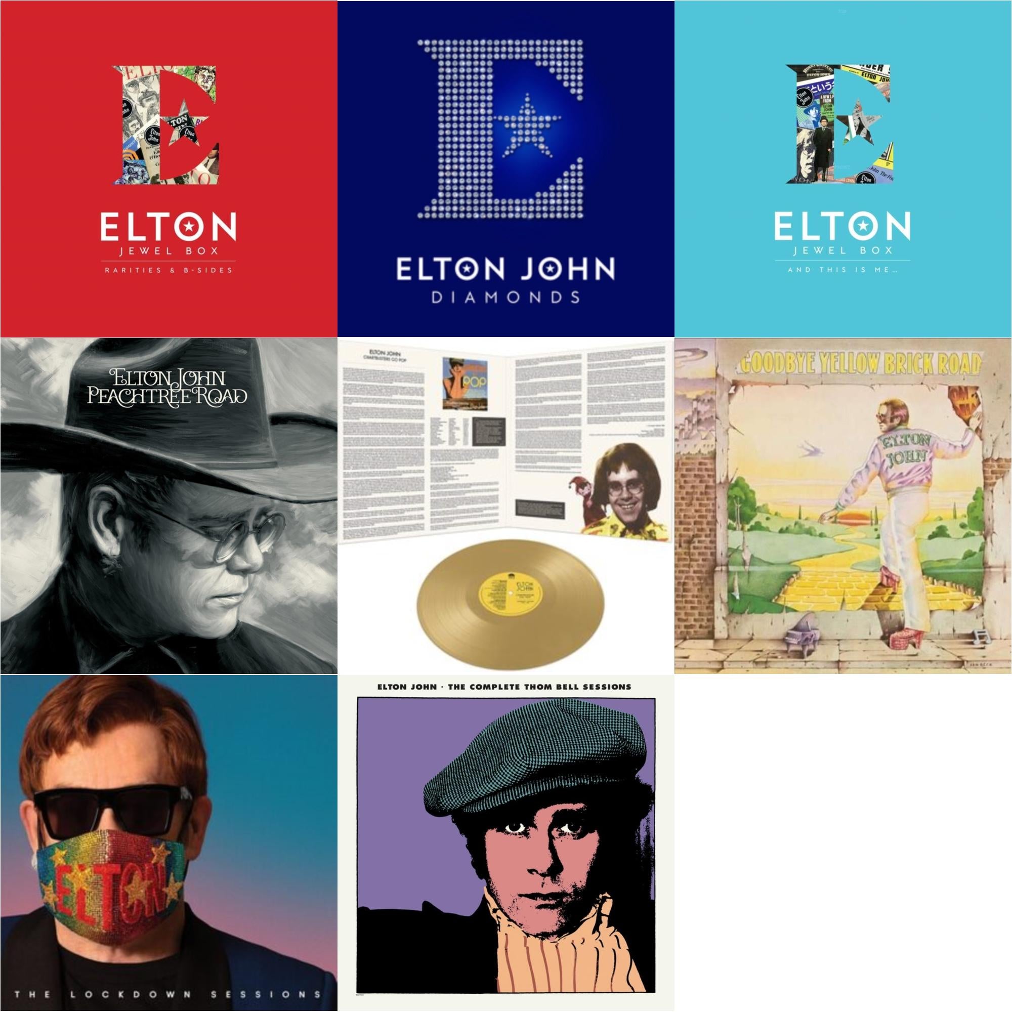 Elton John - Complete Thom Bell Sessions (Ep) (180G/Purple LP Vinyl) & Lockdown Sessions (Blue Vinyl/2LP) (X) & Peachtree Road (2LP) & Jewel Box (3LP - Rarities & B-Sides) & Jewel Box (2LP - And This Is Me) & Goodbye Yellow Brick Road & Diamonds