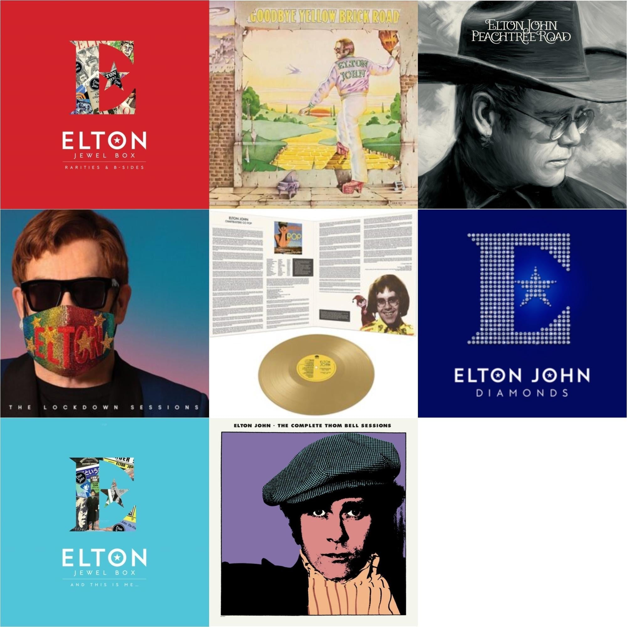 Elton John - Complete Thom Bell Sessions (Ep) (180G/Purple LP Vinyl) & Lockdown Sessions (Blue Vinyl/2LP) (X) & Peachtree Road (2LP) & Jewel Box (3LP - Rarities & B-Sides) & Jewel Box (2LP - And This Is Me) & Goodbye Yellow Brick Road & Diamonds