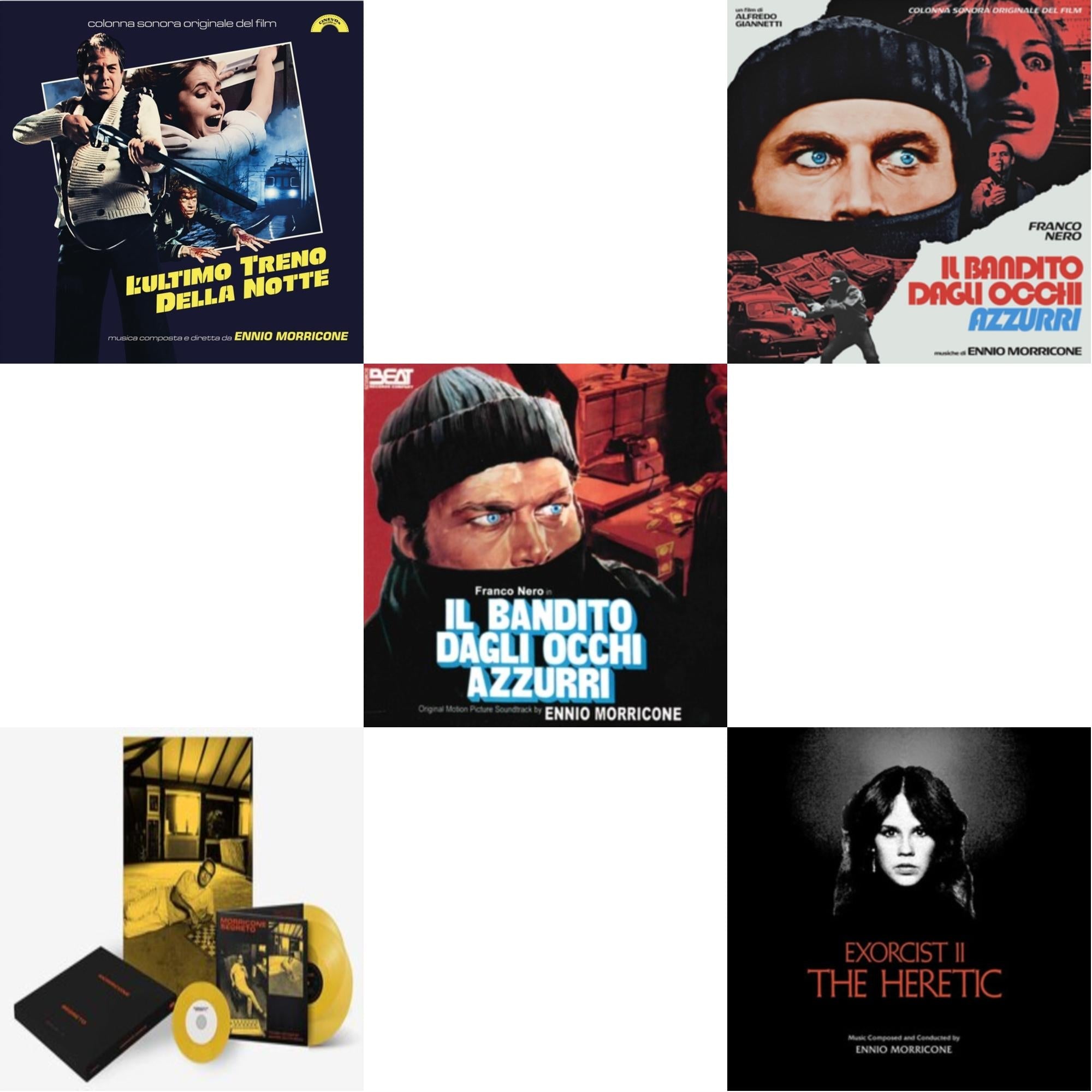 Ennio Morricone - Morricone Segreto (Yellow Vinyl/2LP/7Inch Single Collector's Edition) & Blue-Eyed Bandit (Il Bandito Dagli Occhi Azzurri) Ost & L’Ultimo Treno Della Notte (Yellow LP Vinyl) & Blue-Eyed Bandit (Il Bandito Dagli Occhi Azzurri) Ost