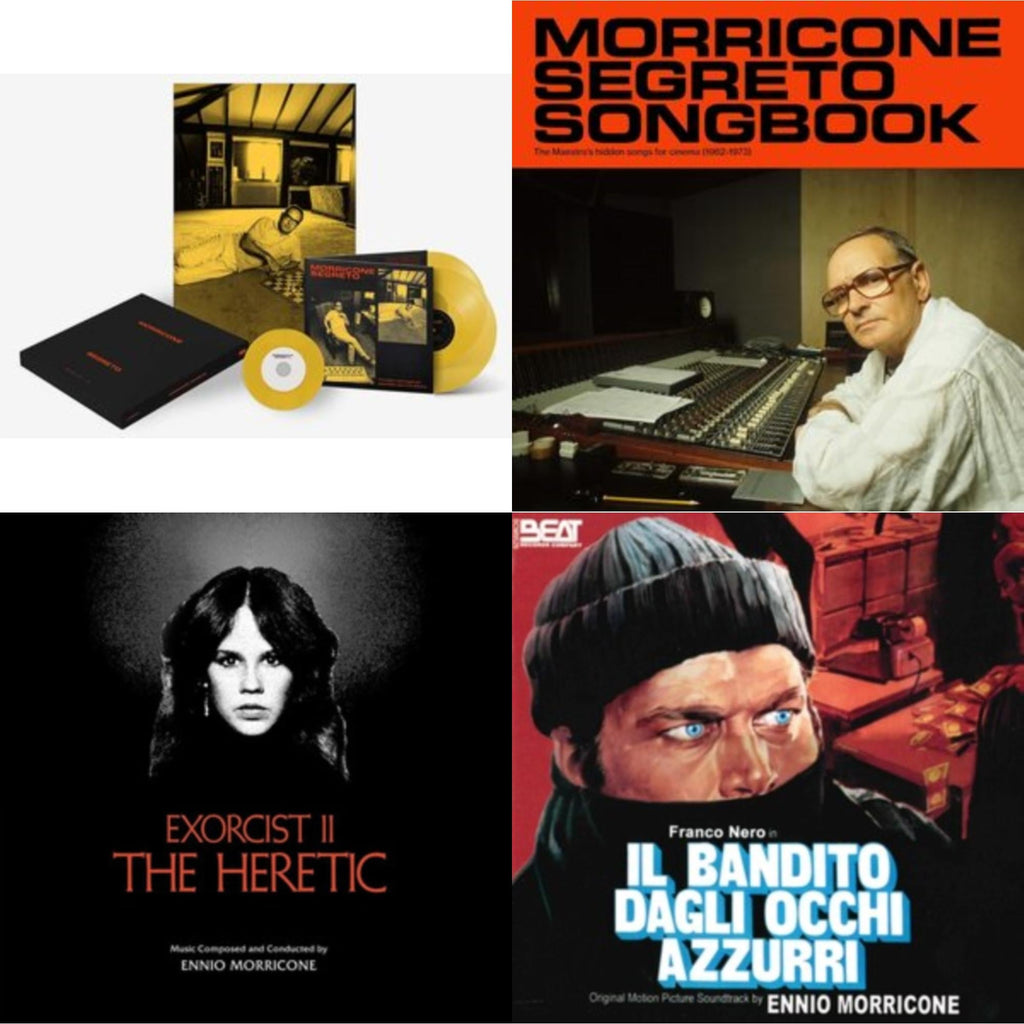 Ennio Morricone - Morricone Segreto (Yellow Vinyl/2LP/7Inch Single Collector's Edition) & Morricone Segreto Songbook (1962-1973) (2LP) & Exorcist Ii: The Heretic (Blood Red With Black Splatter LP Vinyl) (Ams Exclusive) & Blue-Eyed Bandit (Il Bandito