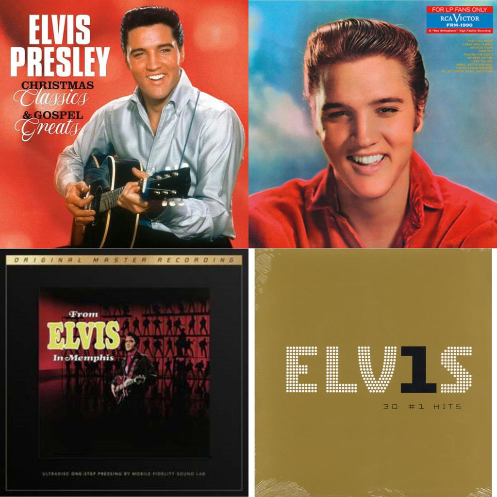 From Elvis In Memphis (2LP/180G/45RPM Supervinyl Ultradisc One-Step/Original Masters/Limited) & Christmas Classics & Gospel Greats (Ams Exclusive) (Snowy White LP Vinyl) & For LP Fans Only (Translucent Blue Vinyl/180G) & Elvis 30 #1 Hits (2LP/180G)