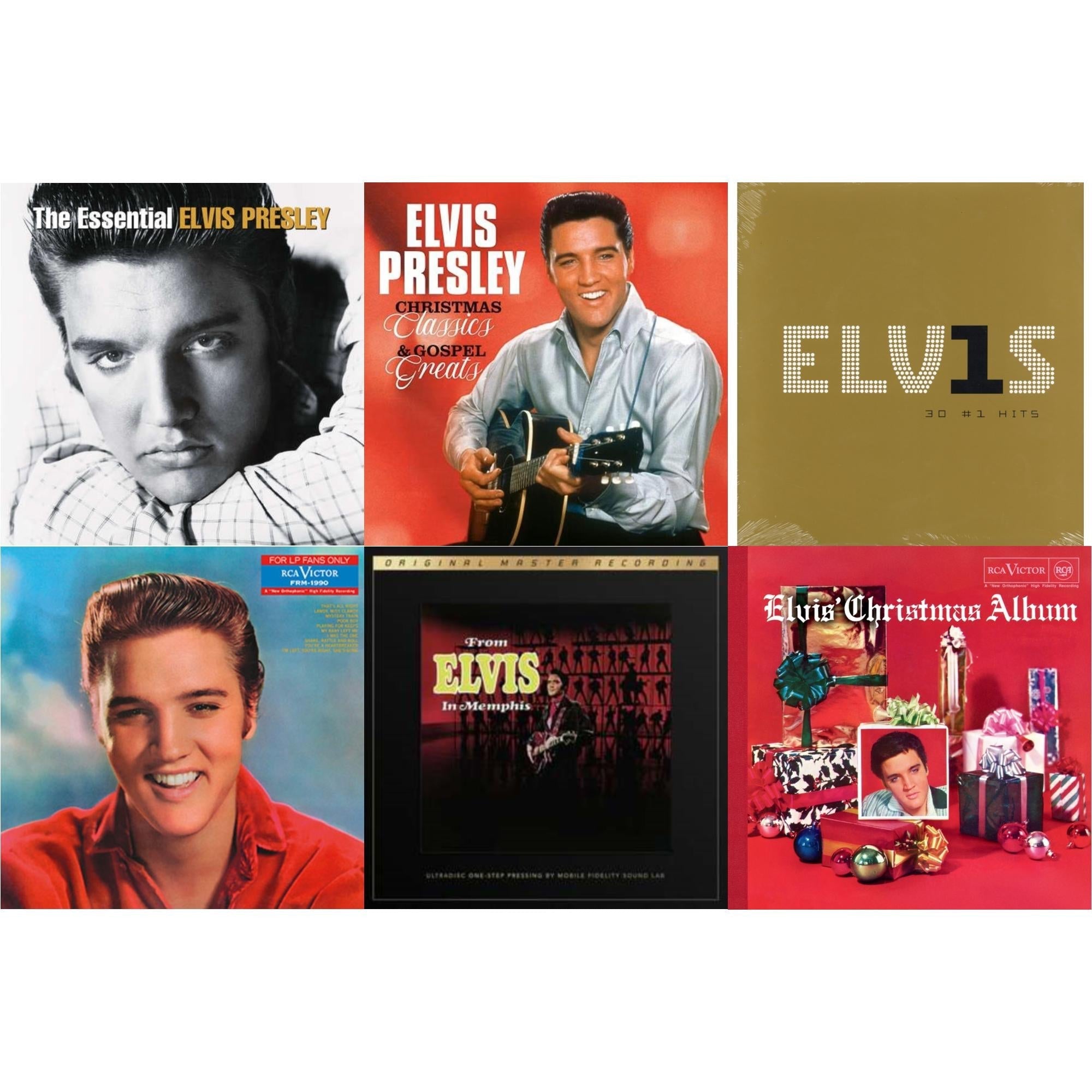 Elvis Presley - Elvis' Christmas Album & From Elvis In Memphis (2LP/180G/45RPM Supervinyl Ultradisc One-Step/Original Masters/Limited) & Christmas Classics & Gospel Greats (Ams Exclusive) (Snowy White LP Vinyl) & For LP Fans Only (Translucent Blue
