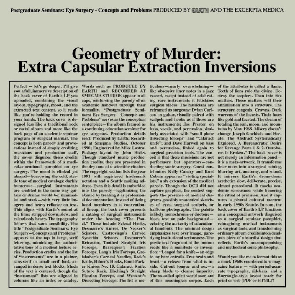 Earth X Black Noi$E – Geometry Of Murder: Extra Capsular Extraction (2-LP Vinyl) Vinyl Record