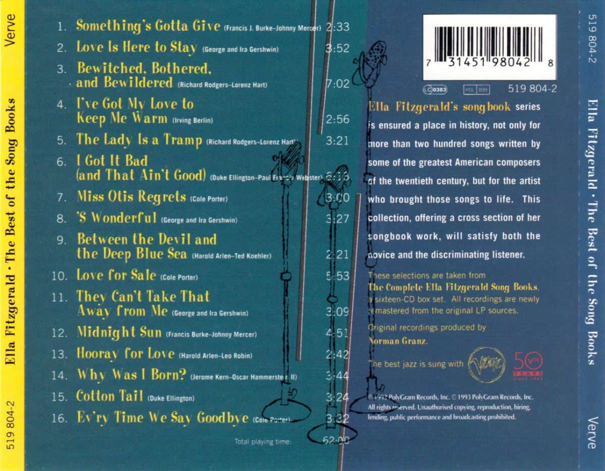 Ella Fitzgerald – Best of Song Book Sessions Music CD