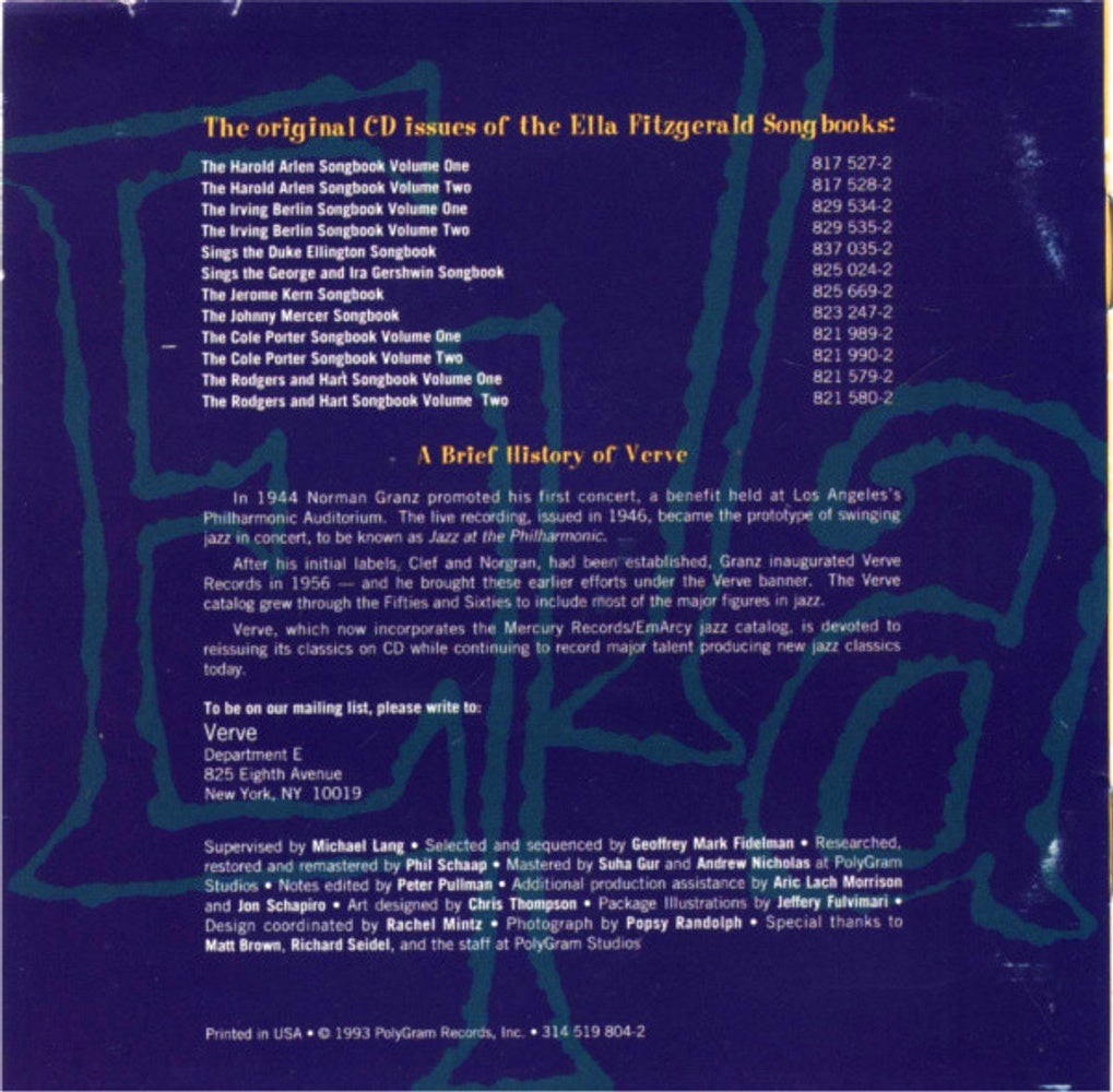 Ella Fitzgerald – Best of Song Book Sessions Music CD