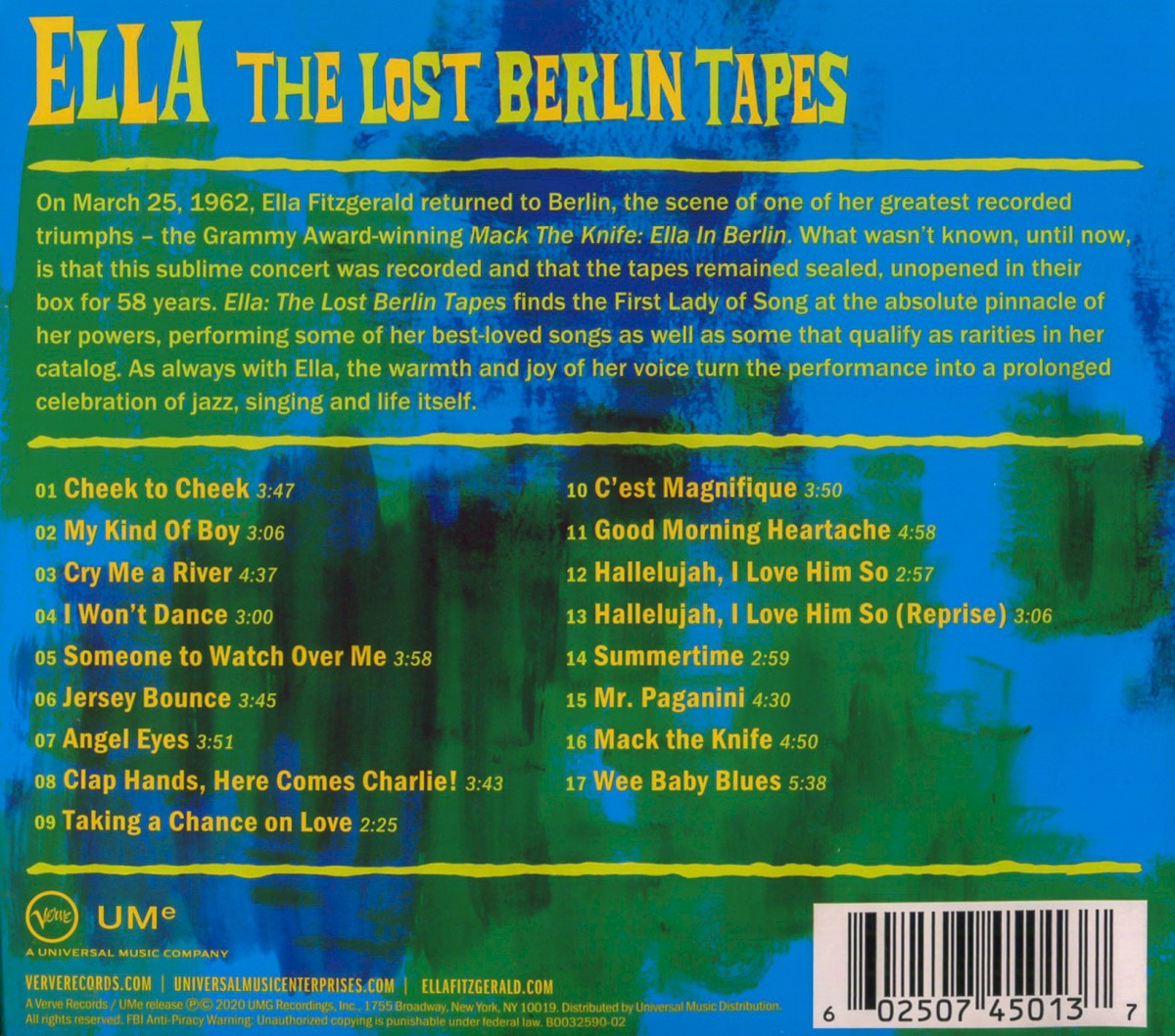 Ella Fitzgerald – Ella: The Lost Berlin Tapes Music CD