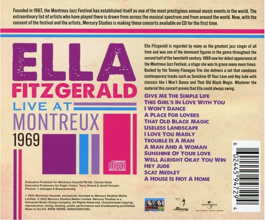 Ella Fitzgerald – Live At Montreux 1969 Music CD