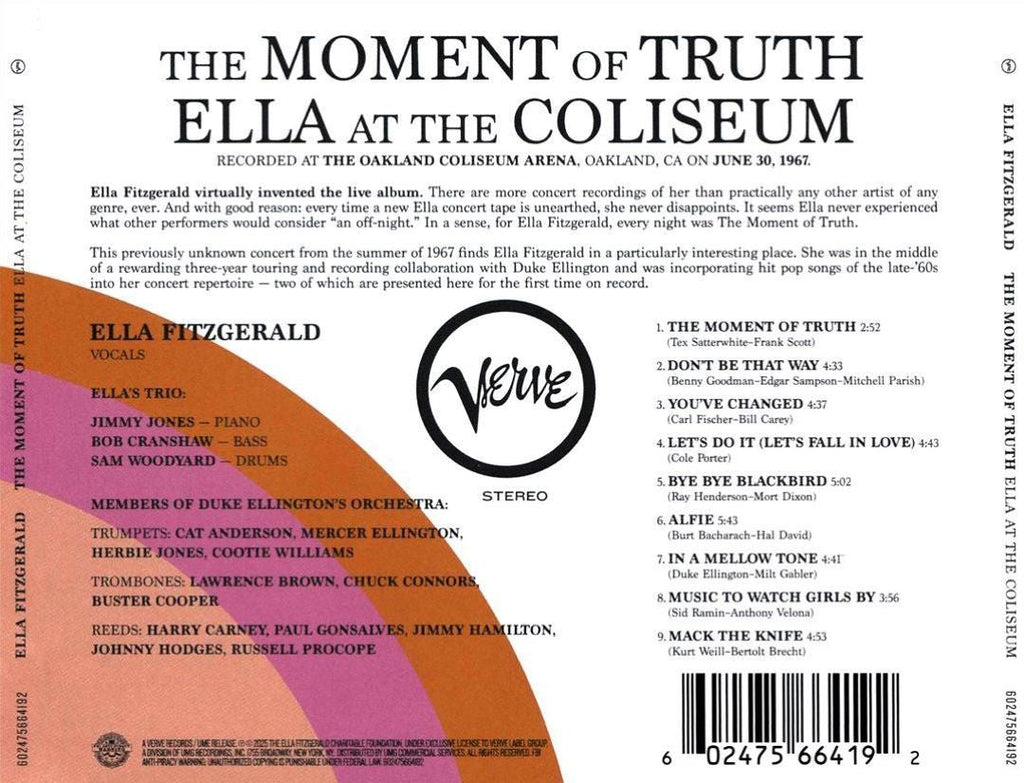 Ella Fitzgerald – Moment Of Truth: Ella At The Coliseum Music CD