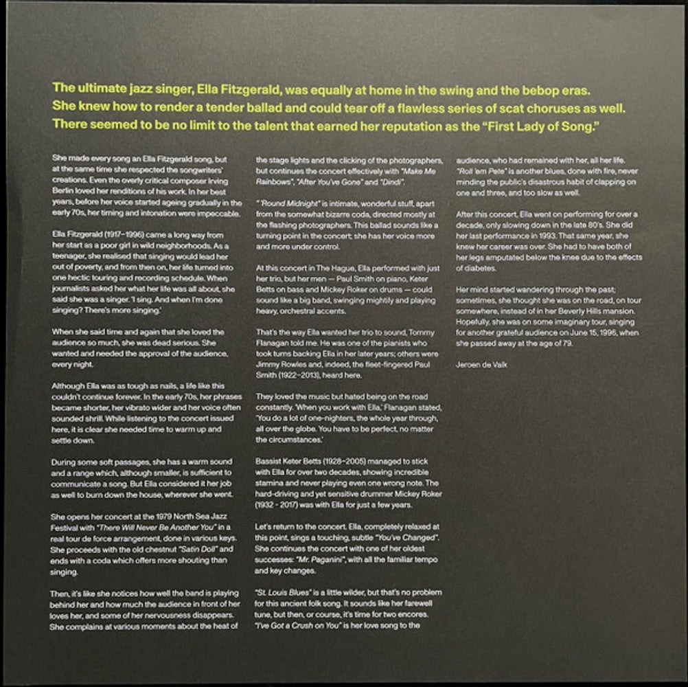 Ella Fitzgerald – North Sea Jazz Concert Series, 1979 (LP Vinyl) Vinyl Record