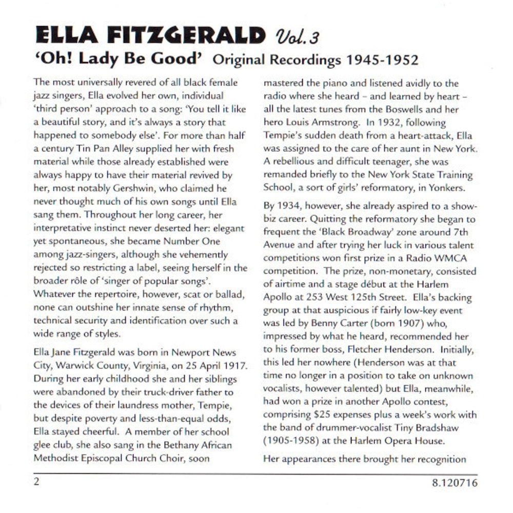 Ella Fitzgerald – Oh! Lady Be Good, Volume 3 Music CD