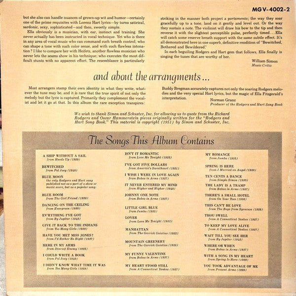 Ella Fitzgerald – Sings The Rodgers & Hart Song Book (2-CD) Music CD