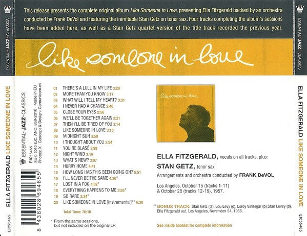 Ella Fitzgerald & Stan Getz – Like Someone In Love Music CD