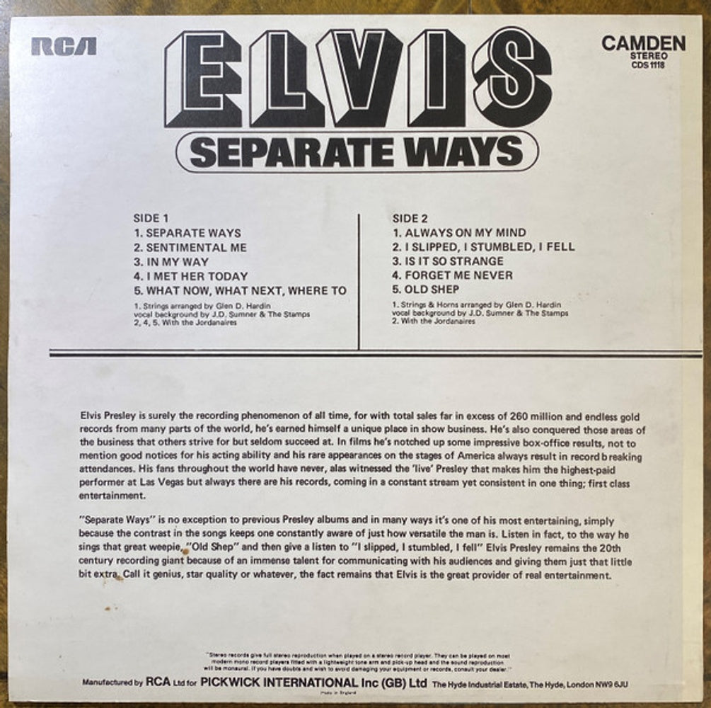 Elvis Presley – Separate Ways Music CD