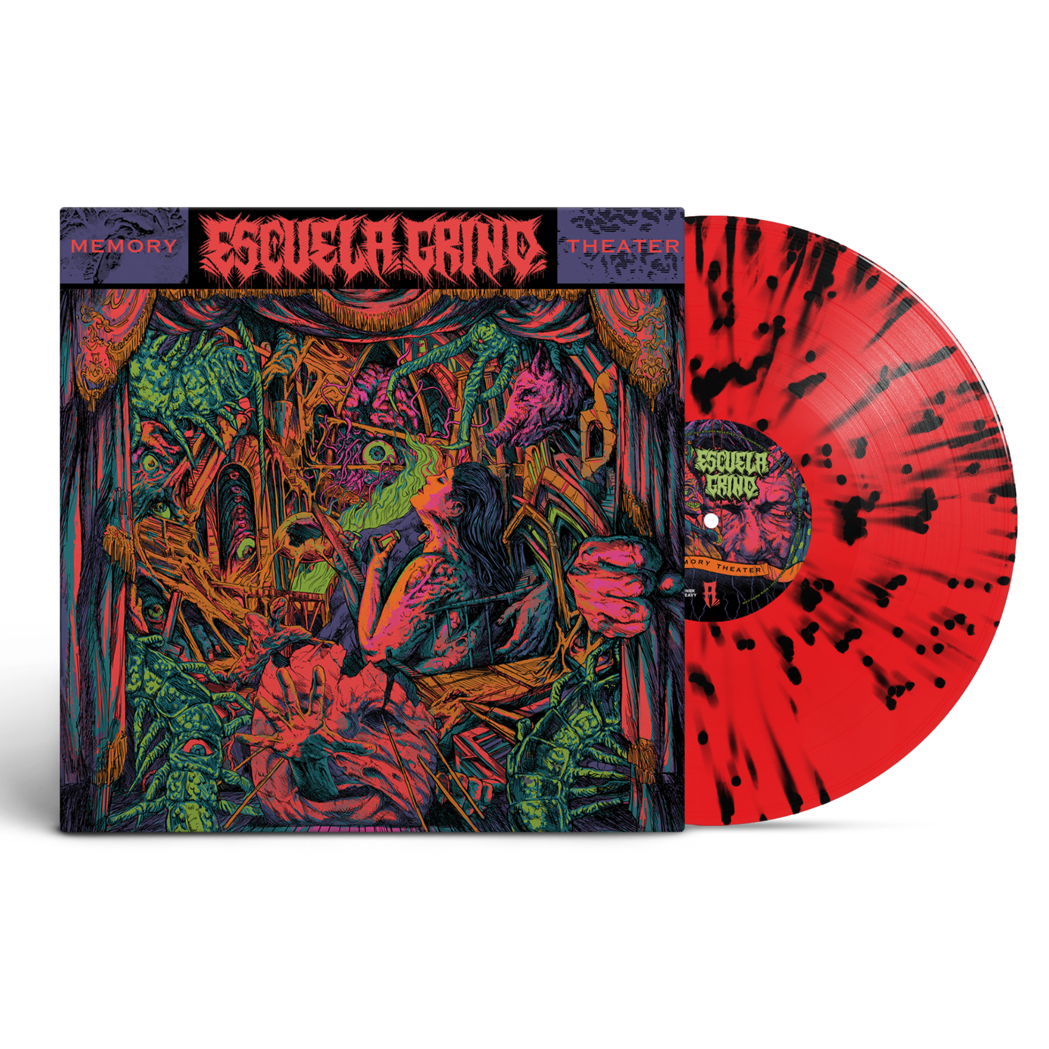 Escuela Grind Memory Theater - Neon Coral with Splatter Vinyl LP Vinyl Record