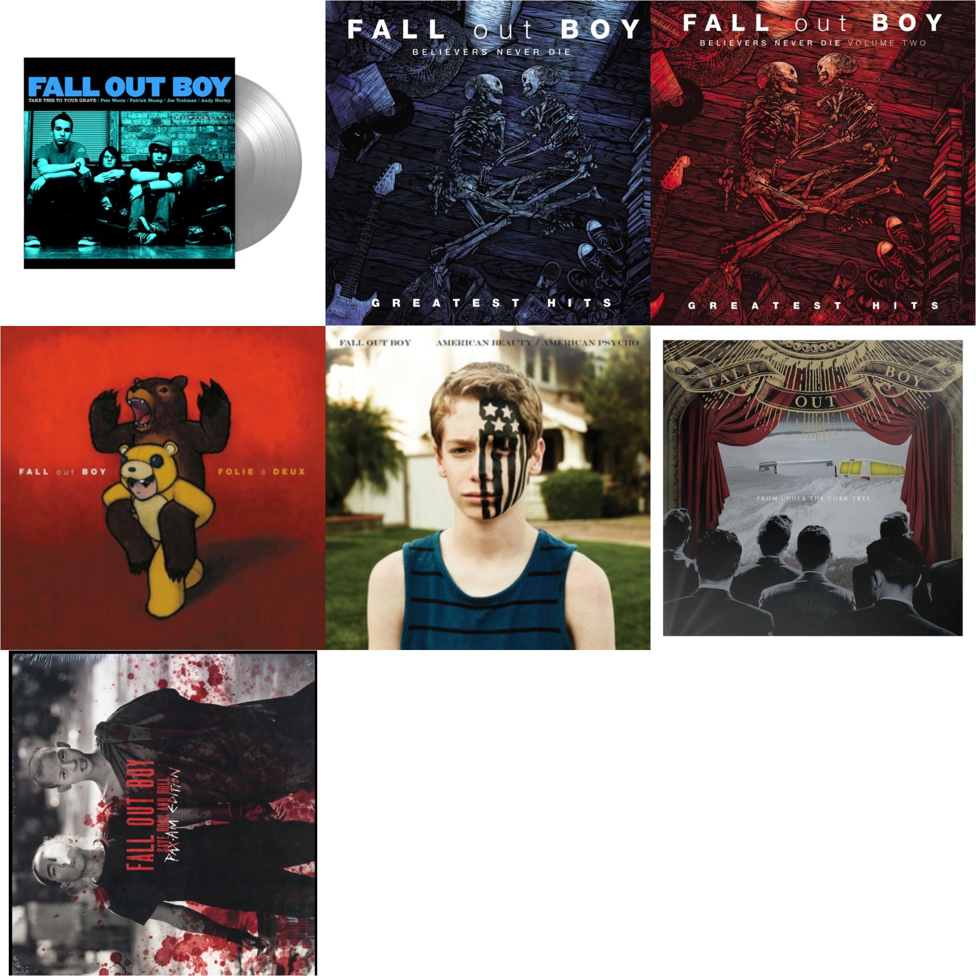 Fall Out Boy - Take This To Your Grave (Fbr 25Th Anniversary Edition/Silver LP Vinyl) & Believers Never Die (2LP) & Believers Never Die (Vol. 2) & Folie A Deux & American Beauty / American Psycho & From Under The Cork Tree & Save Rock & Roll (2