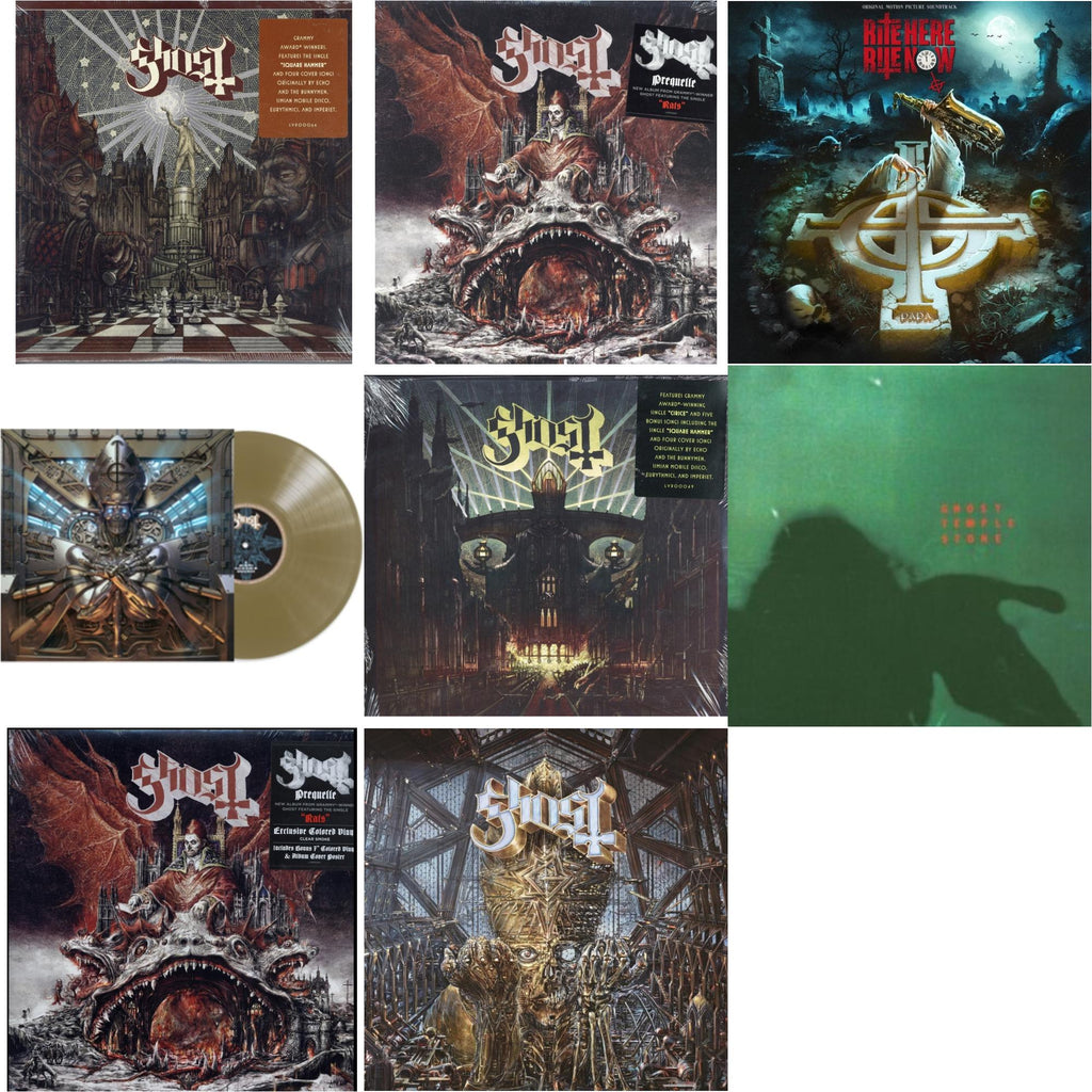 Ghost - Popestar & Prequelle (LP) & Rite Here Rite Now (Ost) (2LP) & Phantomime (Gold LP Vinyl) & Meliora (Deluxe Edition) & Temple Stone (Clear Green LP Vinyl) & Prequelle (LP/Clear Smoke 7 Inch) & Impera