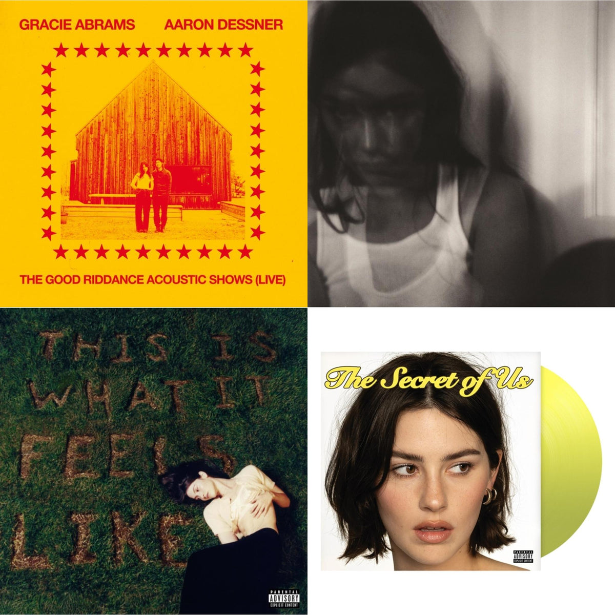 Gracie Abrams - This Is What It Feels Like (X) & Good Riddance (Deluxe/2LP) & Good Riddance Acoustic Shows (Live) (Magenta LP Vinyl) & Secret Of Us (X) (Yellow LP Vinyl)