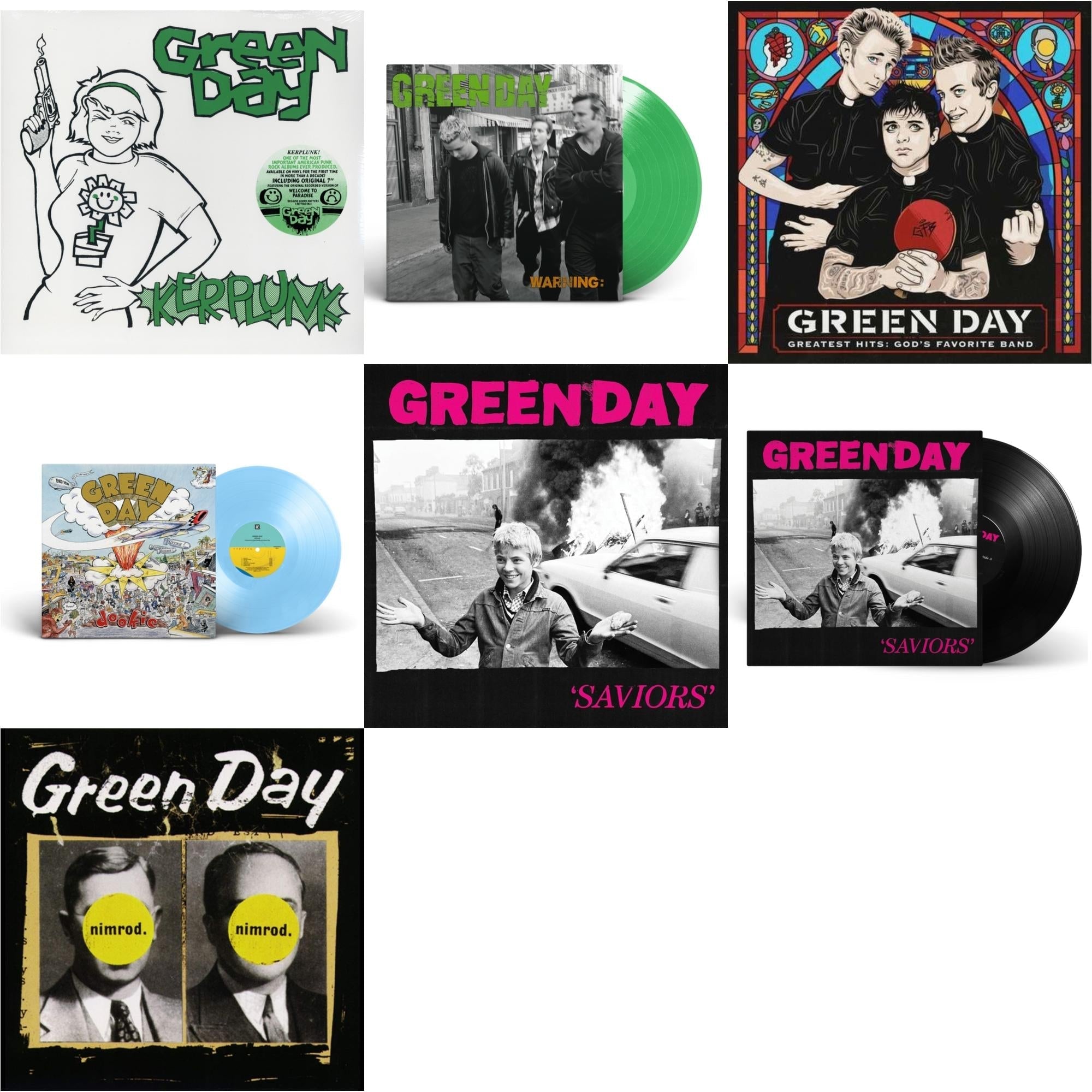 Dookie (X) (Baby Blue LP Vinyl) & Warning (Fluorescent Green LP Vinyl) & Saviors (180G/Deluxe LP Vinyl) & Saviors & Nimrod & Greatest Hits: God's Favorite Band (X) & Kerplunk (120G/7Inch Single)
