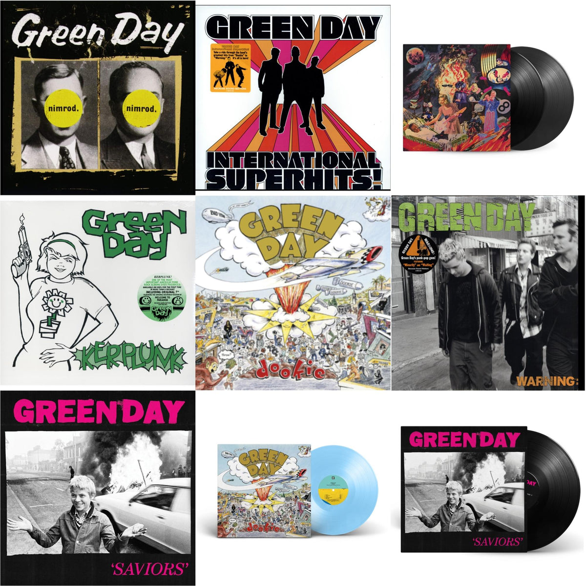 Warning & International Superhits & Dookie (X) (Baby Blue LP Vinyl) & Saviors (180G/Deluxe LP Vinyl) & Saviors & Insomniac (25Th Anniversary/2LP) & Nimrod & Kerplunk (120G/7Inch Single) & Dookie