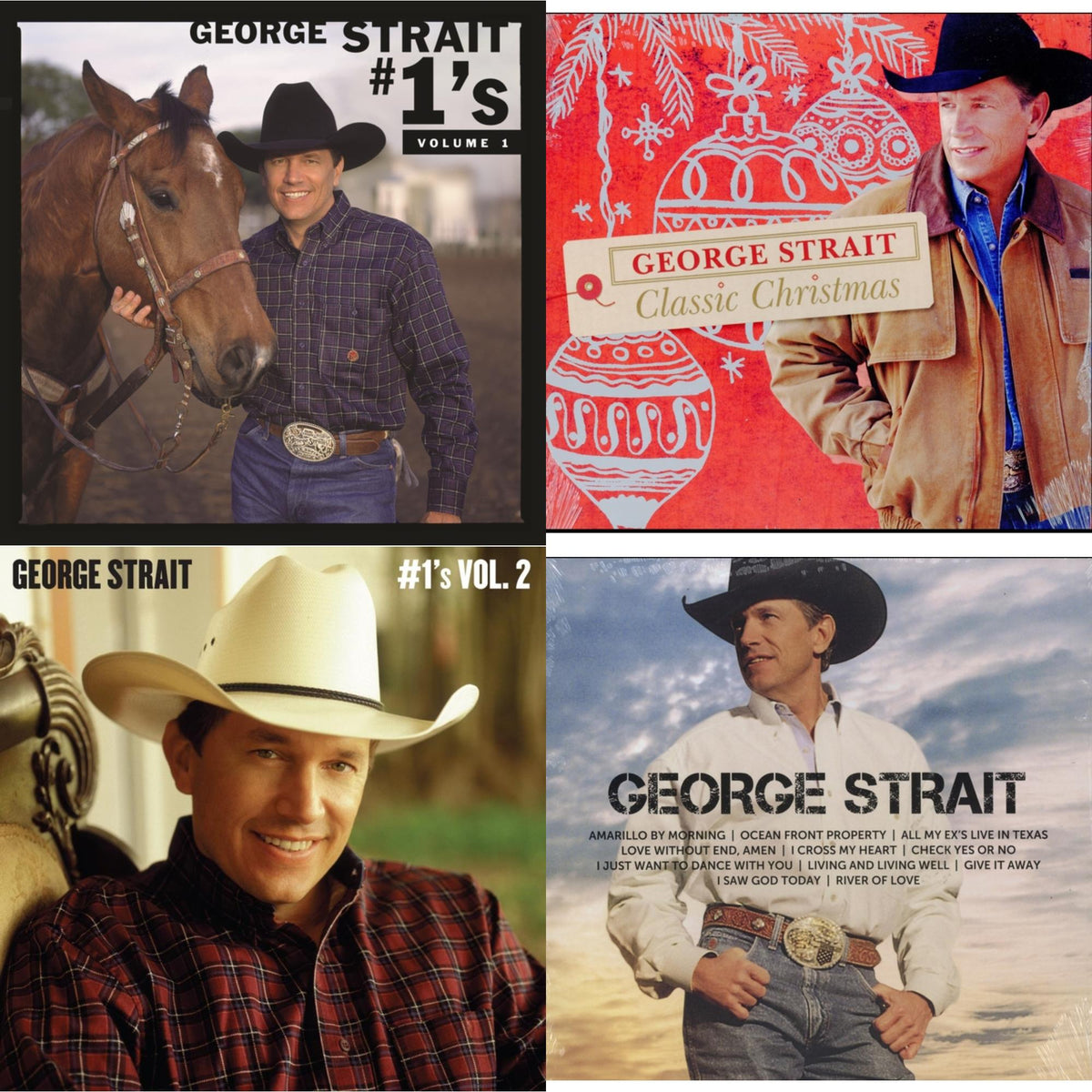 George Strait - #1'S Volume 1 (Blue LP Vinyl) & Classic Christmas (LP) & #1'S Volume 2 (Tan LP Vinyl) & Icon