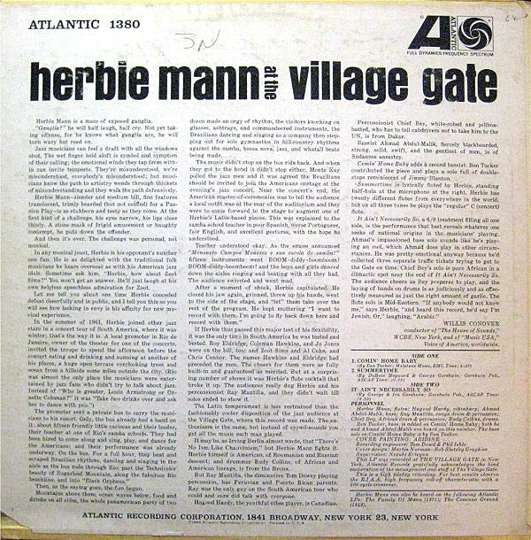 Herbie Mann – Herbie Mann At The Village Gate (LP Vinyl) Vinyl Record