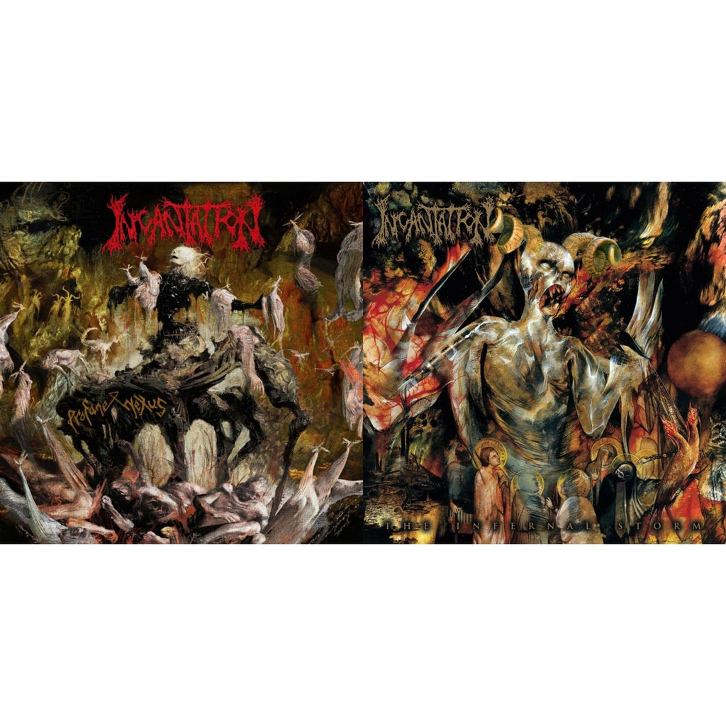 Profane Nexus (Swamp Green With Red, White & Black Splatter LP Vinyl) & Infernal Storm (Translucent Gold With Swamp Green, Red & White Splatter LP Vinyl)