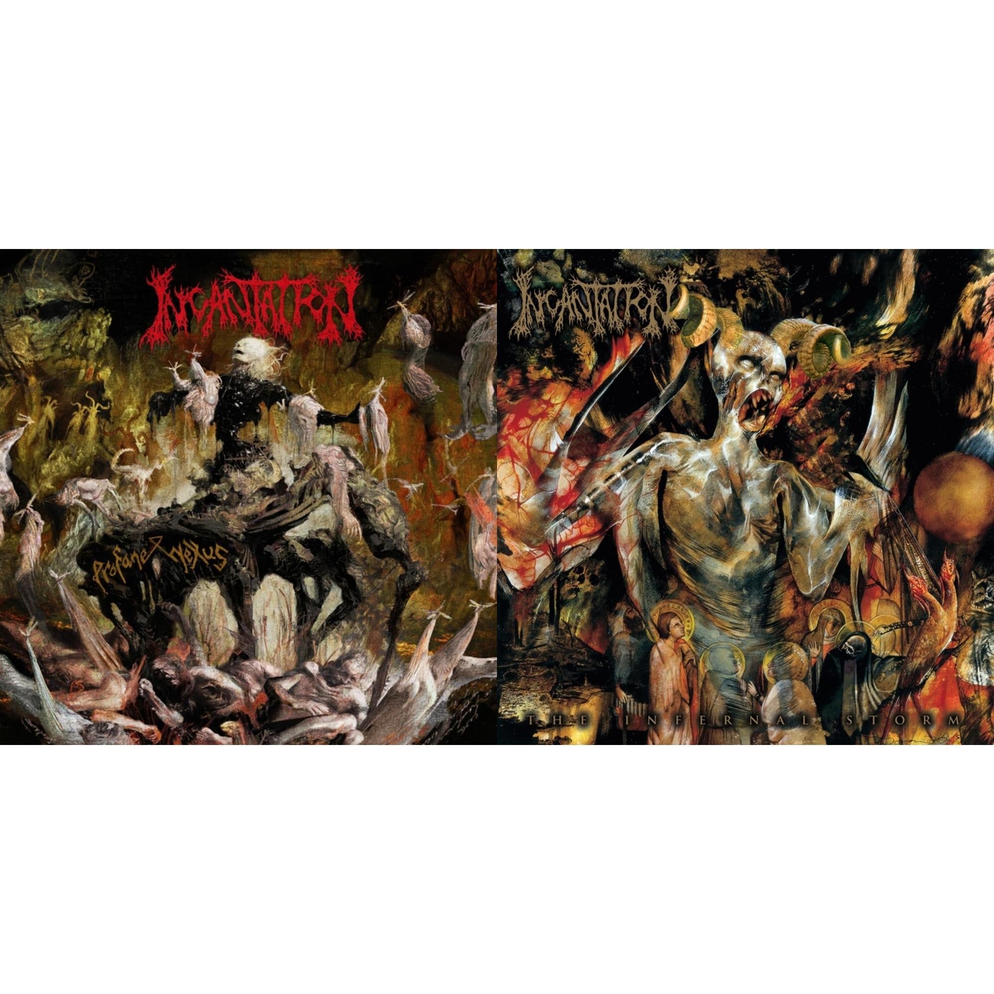 Profane Nexus (Swamp Green With Red, White & Black Splatter LP Vinyl) & Infernal Storm (Translucent Gold With Swamp Green, Red & White Splatter LP Vinyl)