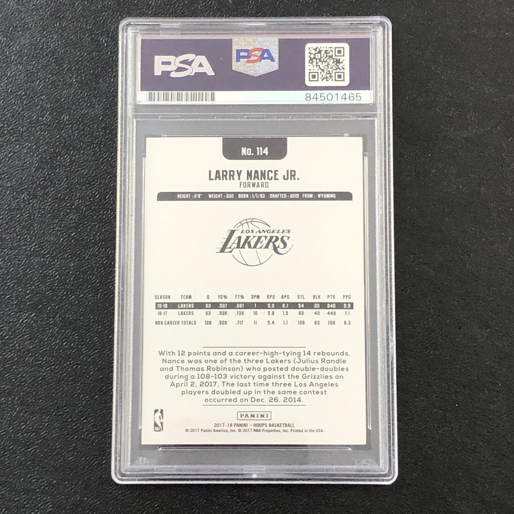 2017-18 NBA Hoops #114 Larry Nance Jr. Signed Card AUTO PSA Slabbed Lakers