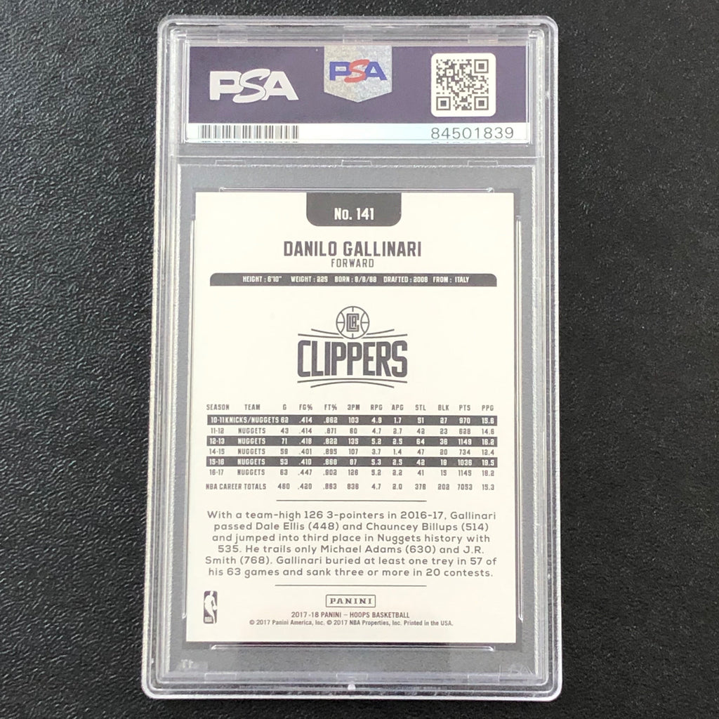 2017-18 NBA Hoops #141 Danilo Gallinari Signed Card AUTO PSA Slabbed Clippers