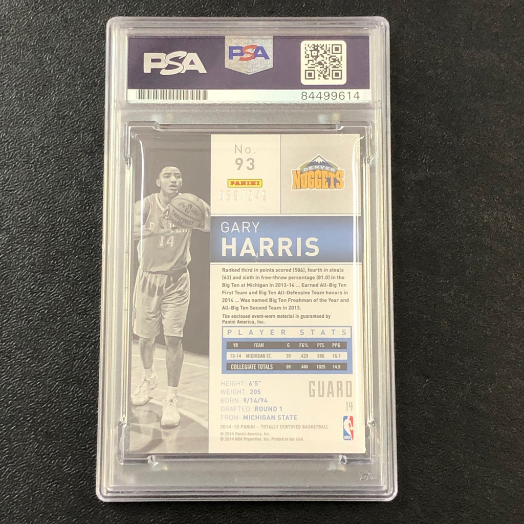 2014-15 Totally Certified Jerseys #93 Gary Harris Signed AUTO 10 PSA Slabbed RC Nuggets