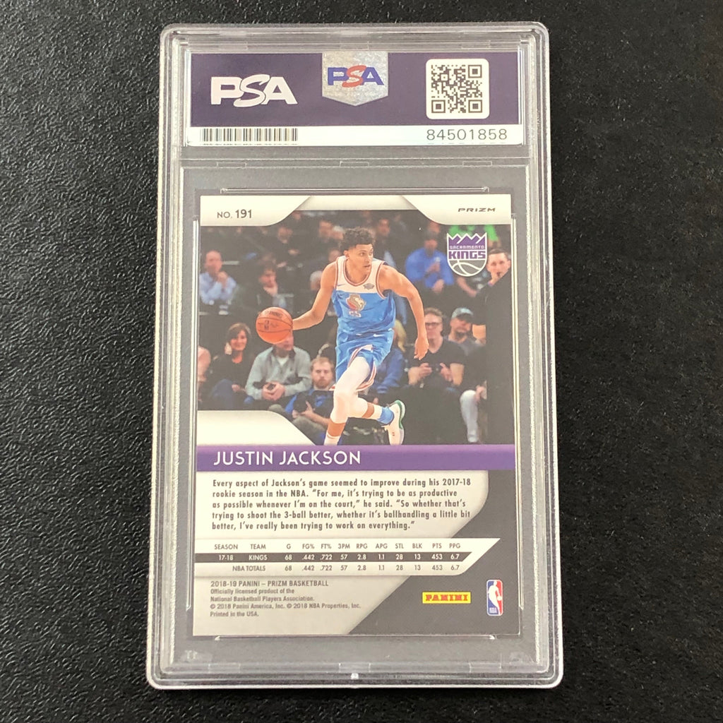 2018-19 Panini Prizm Red White & Blue #191 JUSTIN JACKSON Signed Card AUTO PSA Slabbed Kings