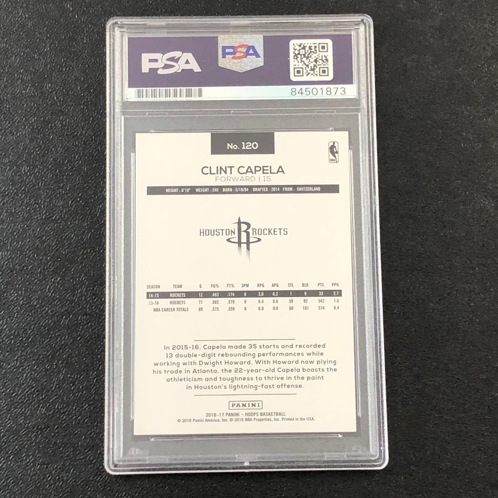 2016-17 NBA Hoops #120 Clint Capela Signed Card AUTO PSA/DNA Slabbed Rockets