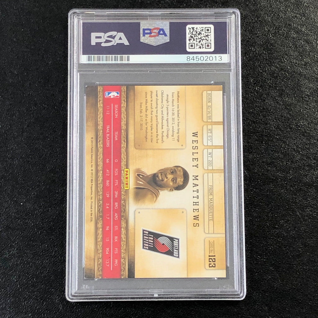 2011-12 Panini Gold Standard #123 Wesley Matthews Signed Card AUTO PSA Slabbed