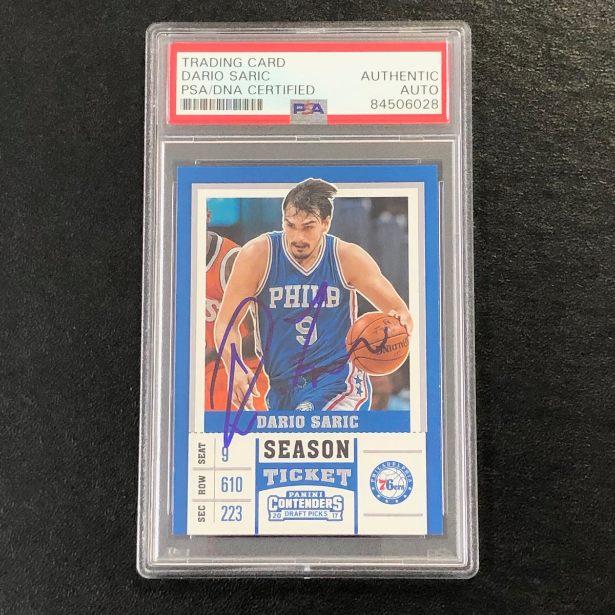2017 Contenders Draft Picks #11 Dario Saric Signed Card AUTO PSA Slabbed 76ers