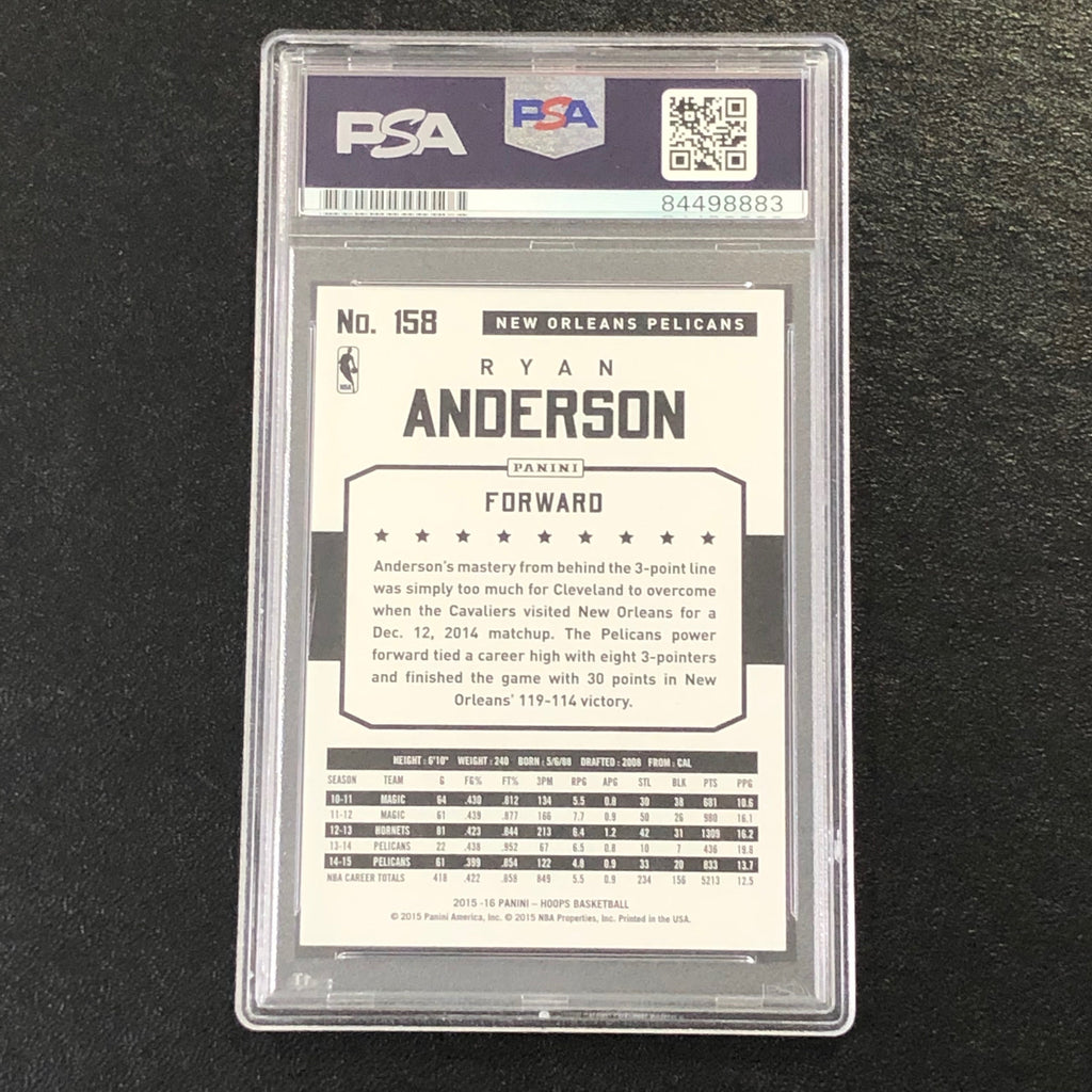 2015-16 NBA Hoops #158 Ryan Anderson Signed Card AUTO PSA Slabbed Pelicans