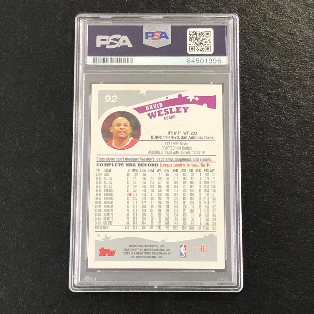 2005 Topps #92 David Wesley Signed Card AUTO PSA Slabbed Rockets