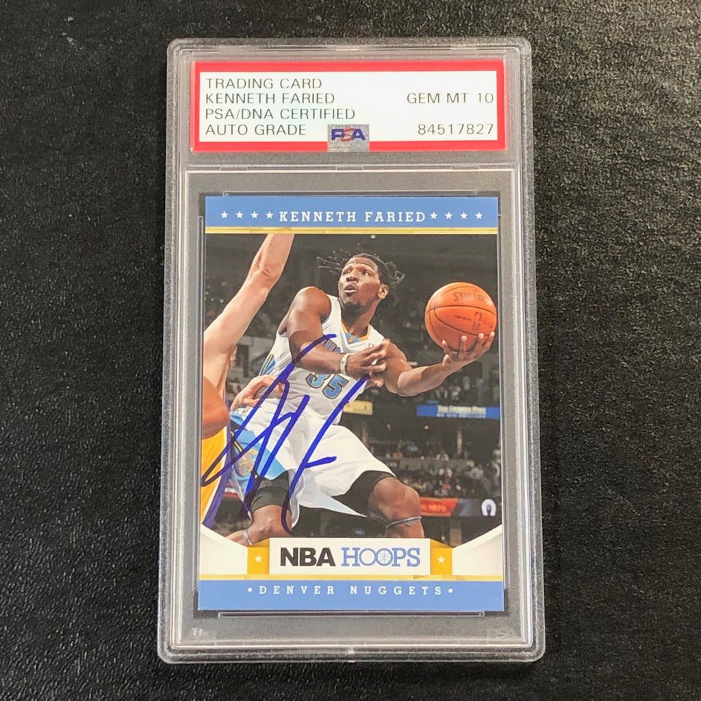 2012-13 NBA Hoops #242 Kenneth Faried Signed AUTO 10 PSA Slabbed Nuggets