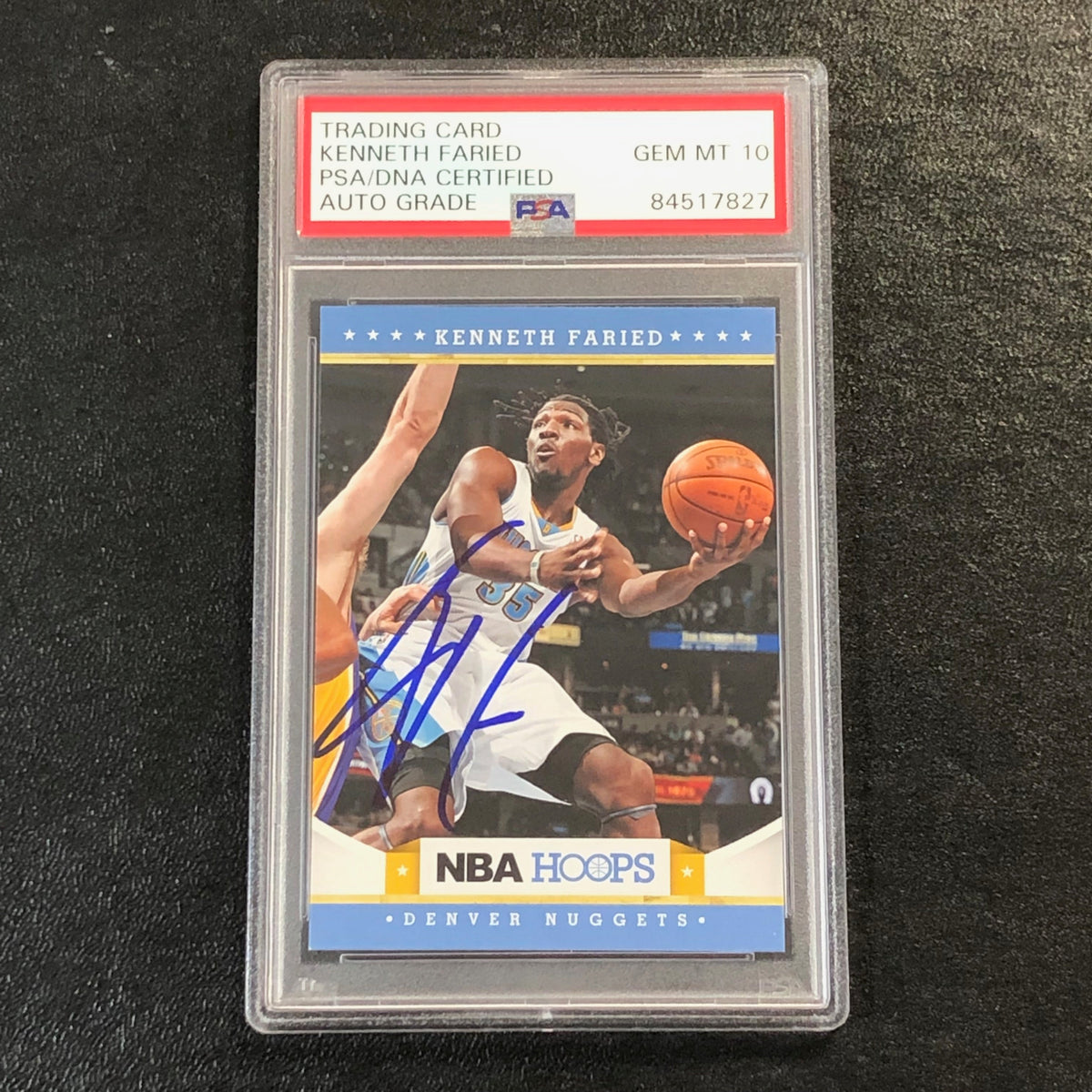 2012-13 NBA Hoops #242 Kenneth Faried Signed AUTO 10 PSA Slabbed Nuggets